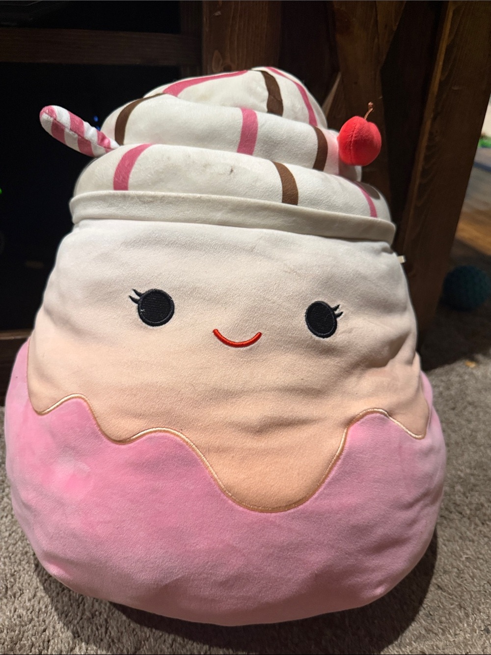 Squishmallows Pink Cream Ice Cream Plush with Cherry Accent